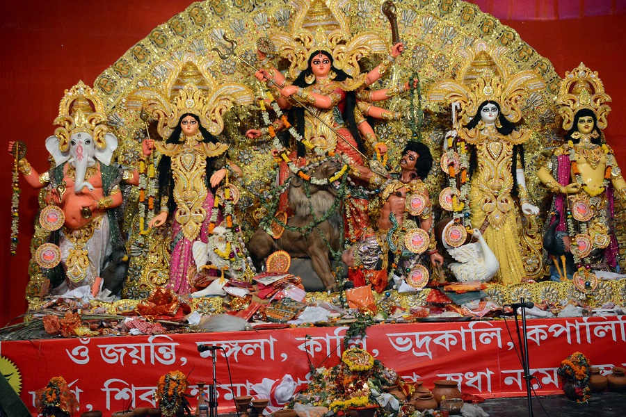 The idol of goddess Durga at Tarun Sangha Puja pandal in Sonari last year.