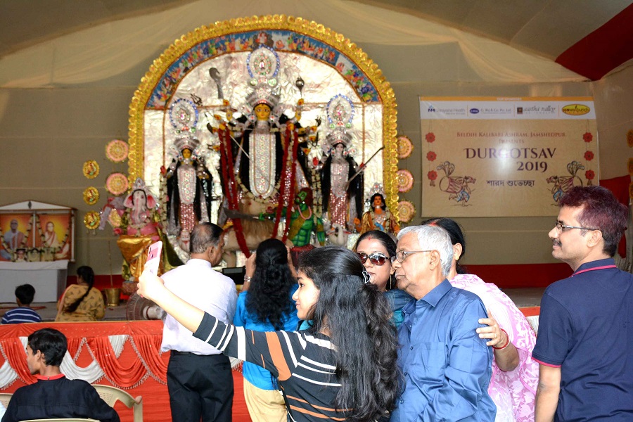 The idol of goddess Durga at Beldih Kalibari in Bistupur last year.