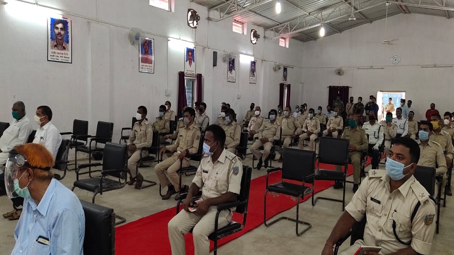 Policemen attend a session on the benefits of plasma therapy in Ranchi on Wednesday
