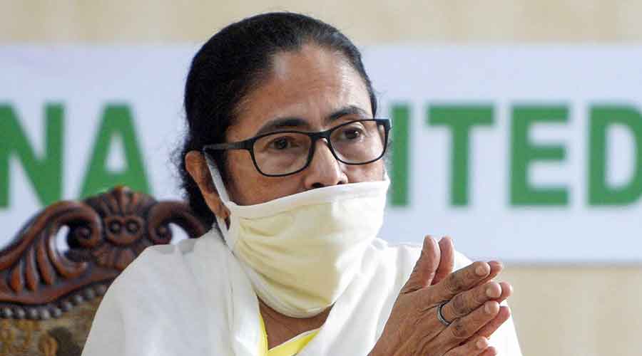 West Bengal CM Mamata Banerjee interacts at a news conference at Nabanna (State Secretariat) in Calcutta, Monday, Aug 17, 2020. 