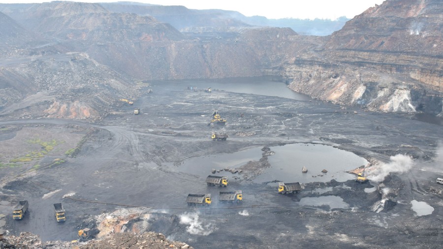 A flooded open-cast mine in Dhanbad on Friday.