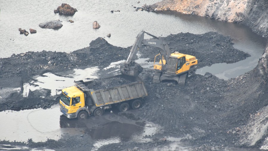 Mining takes place despite waterlogging in Dhanbad.