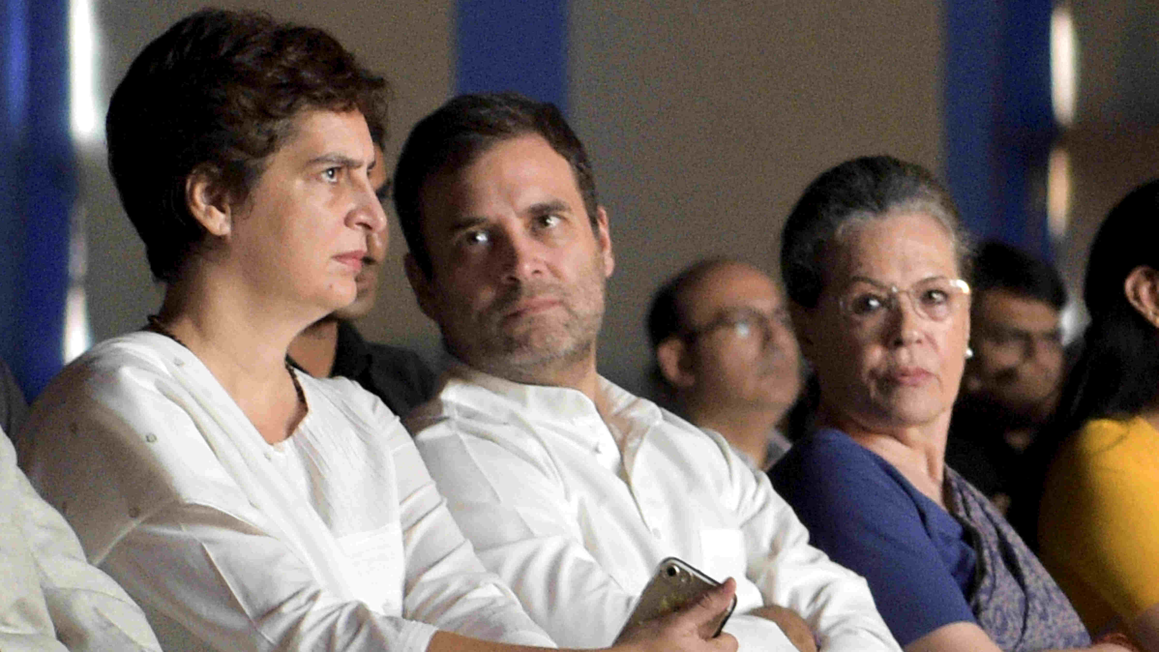 In this file photo dated August 10, 2019, then outgoing Congress president Rahul Gandhi and Congress general secretary Priyanka Gandhi Vadra at a tribute-paying ceremony of former Delhi CM Shiela Dikshit at Shankar Lal Auditorium in New Delhi.