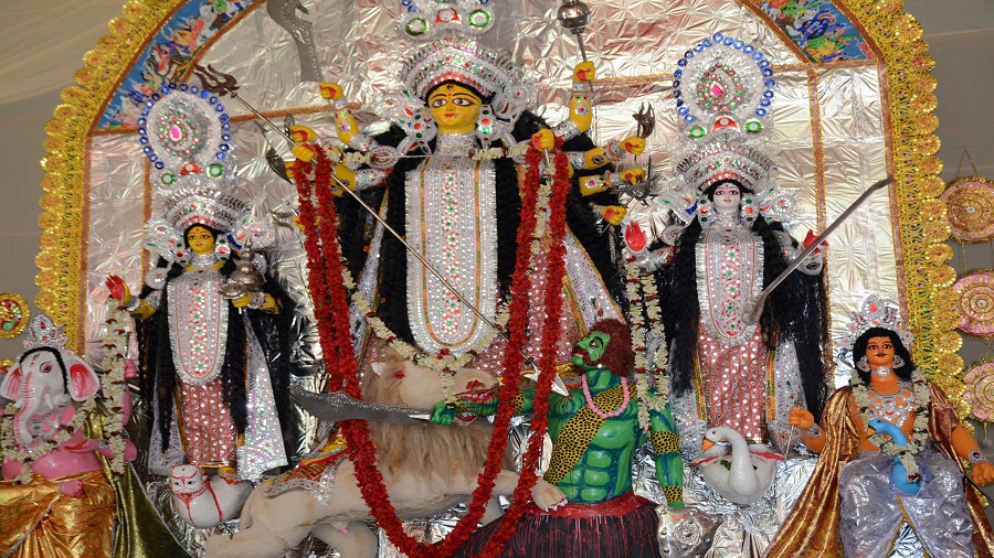 The Durga idol at Beldih Kalibari in Jamshedpur last year