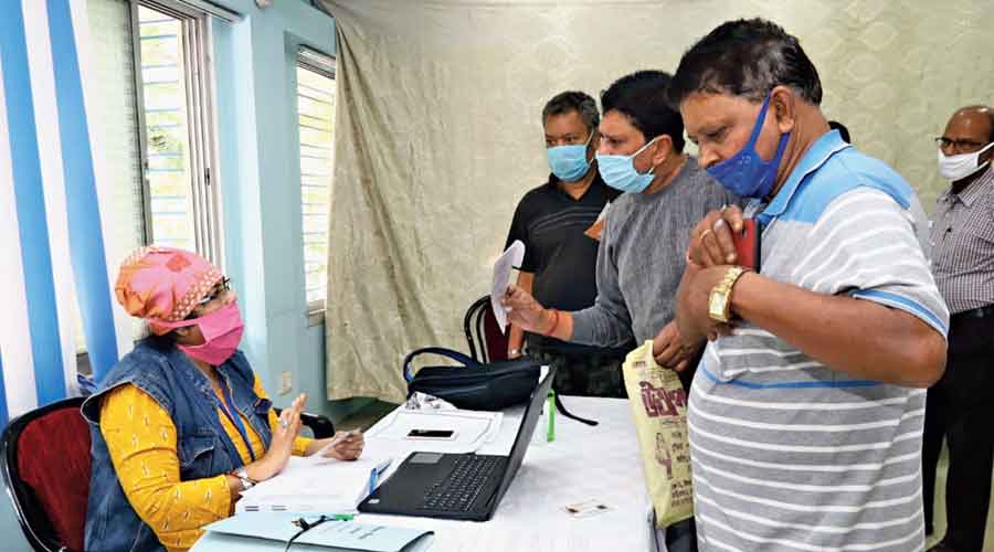 People at the camp held at BD Block in Salt Lake as part of the government’s outreach programme “Duare Sarkar” on Tuesday