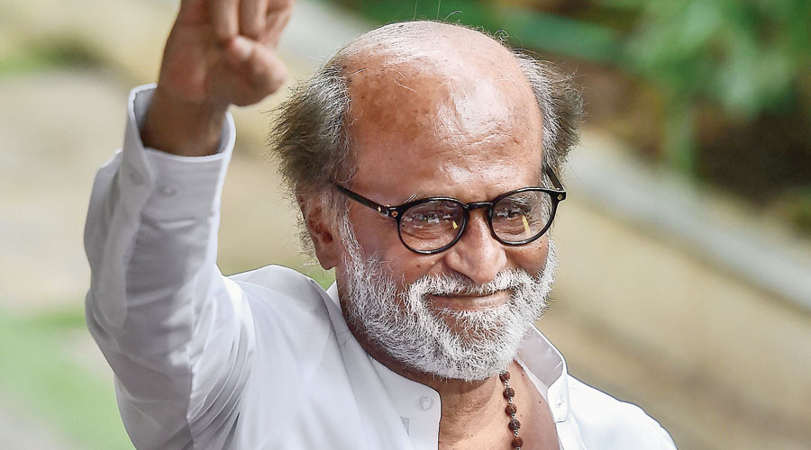 Rajinikanth at the news conference in Chennai on Thursday to announce the launch of the political party. 