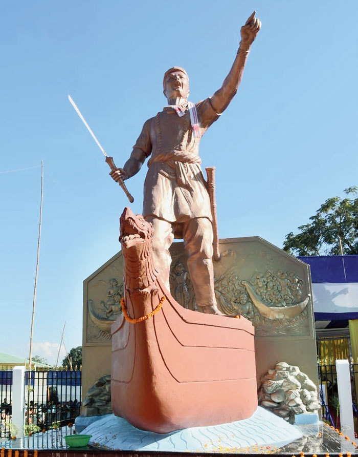 A life size statue of Mahabir Lachit Borphukan at Sepon in Charaideo district unveiled by chief minister Sarbananda Sonowal on Wednesday.