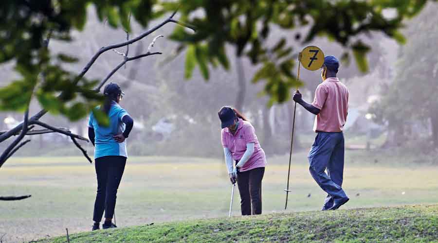 Practice on at the Calcutta Ladies Golf Club on the Maidan on Monday