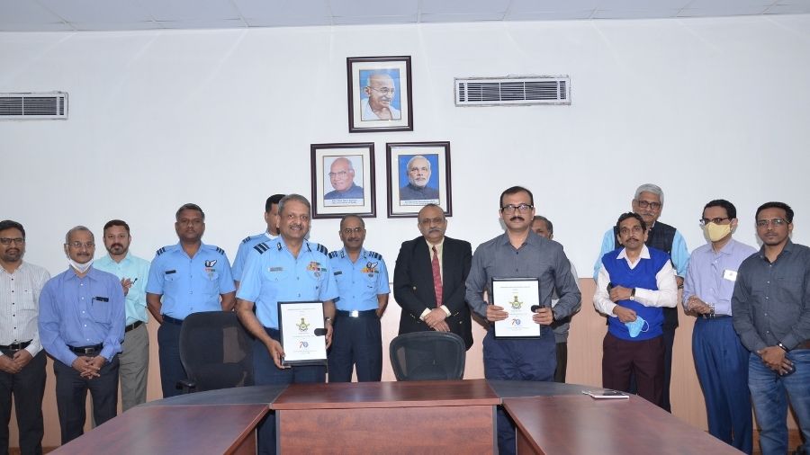 National Metallurgical Centre and IAF officials after signing the MoU on Monday in Jamshedpur.