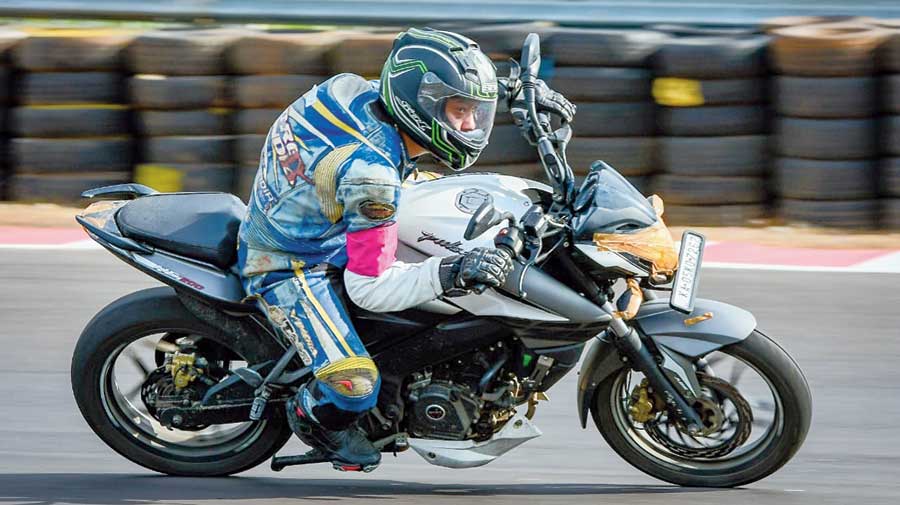 Darjeeling youth in Indian National Motorcycle Racing Championship-  Mrishal Rana from Darjeeling taking part at the Madras Motor Race Track in Chennai