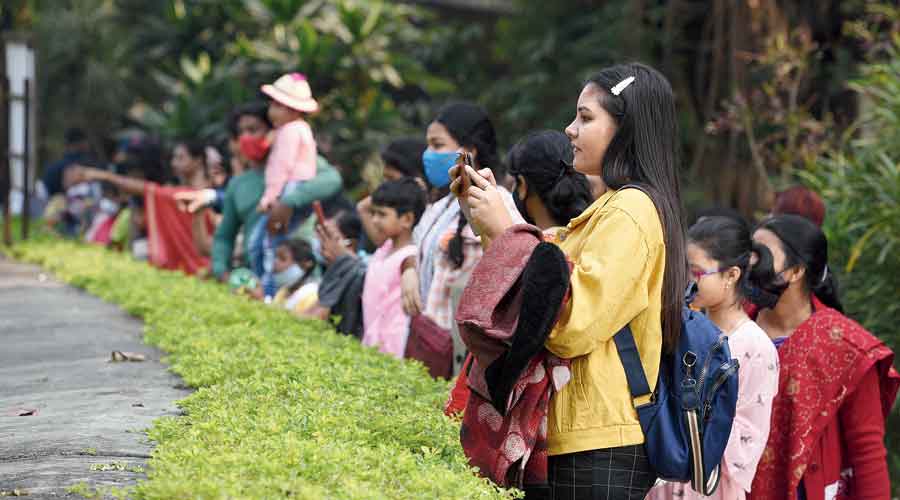 Outside the tiger enclosure at Alipore zoo on Sunday