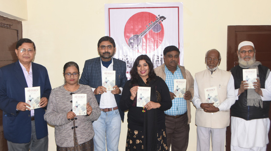 Distinguished guests during the launch of Abhishek Kashyap’s book “Godfather”, on Monday in Dhanbad.