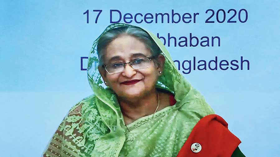 Hasina during the India-Bangladesh virtual bilateral summit on Thursday.