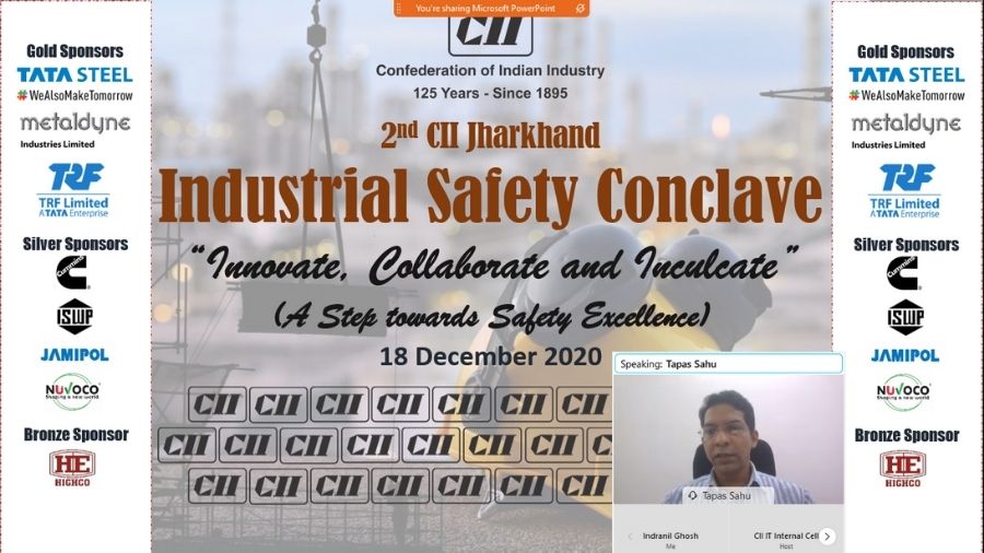 A screengrab of the online second edition of CII Jharkhand Industrial Safety Conclave, which was in progress, on Friday.
