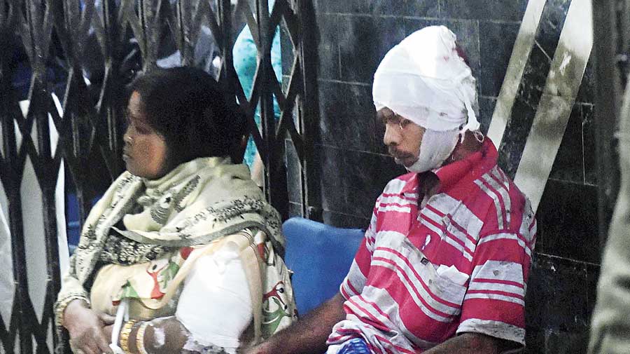 Some of the injured passengers at the Calcutta National Medical College and Hospital