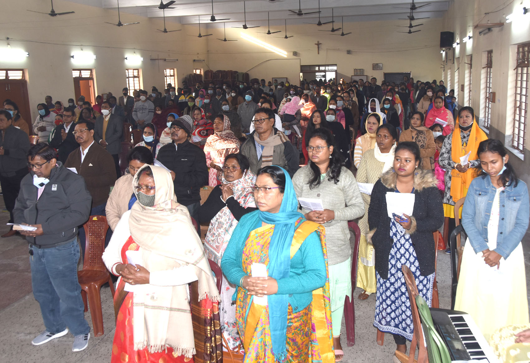 Devotees pray at the St. Anthony's Church in Dhanbad during Christmas, on Friday. 