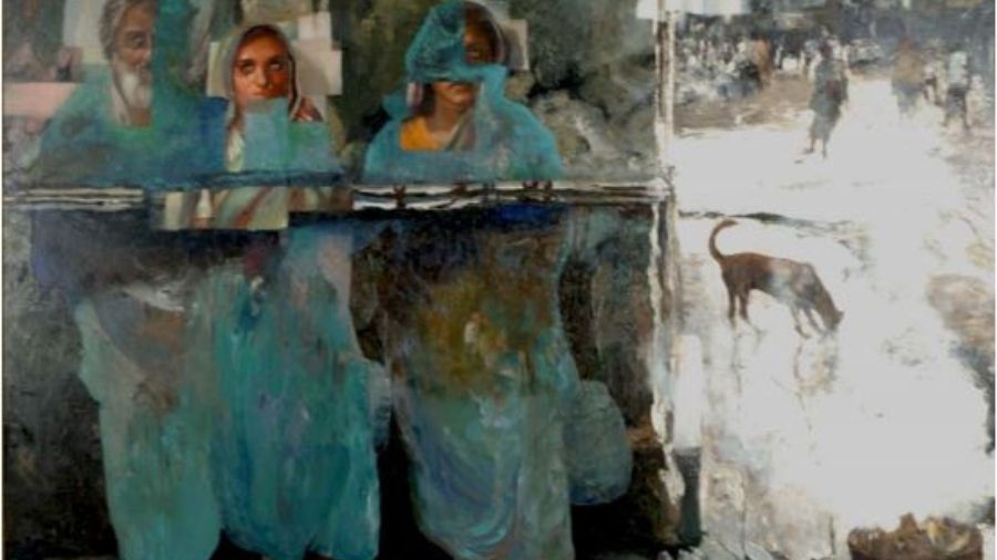 'Jalil’s Family' (oil on canvas) by Bikash Bhattacharjee