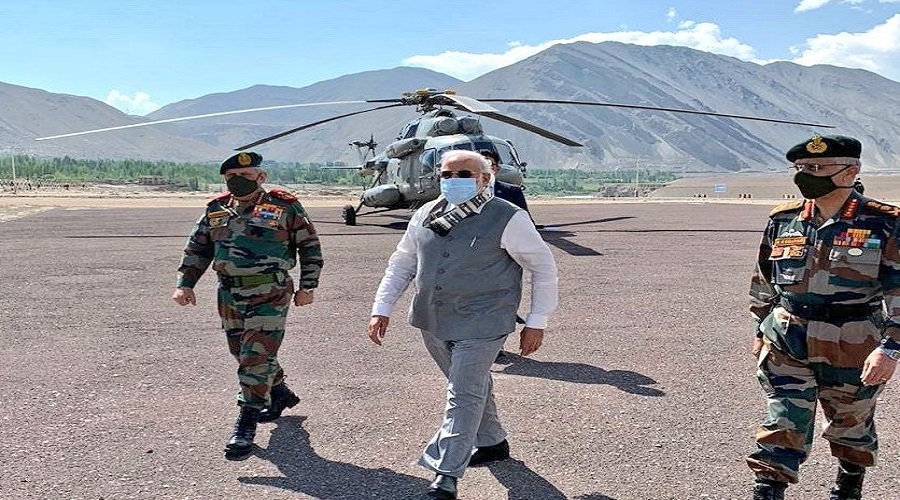 Prime Minister Narendra Modi arrives in Leh, Ladakh, on Friday,  July 3, 2020