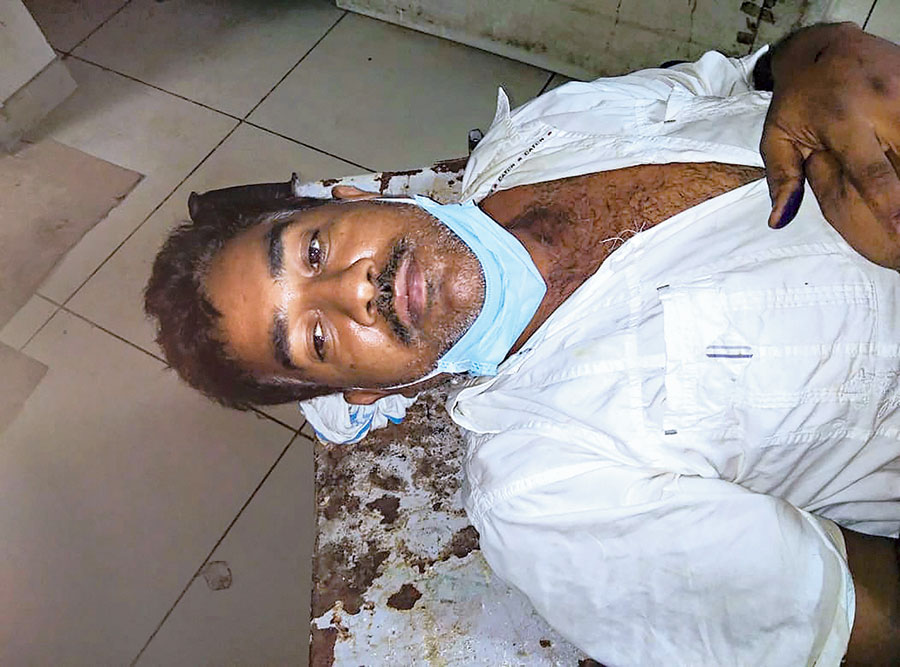 Daya Shankar Agnihotri at a hospital after being arrested in Kanpur on Sunday.