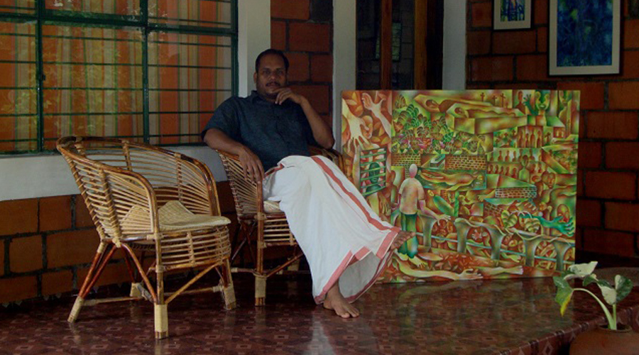 Suresh Bhaskar at his home in Kavumannam village of Wayanad district