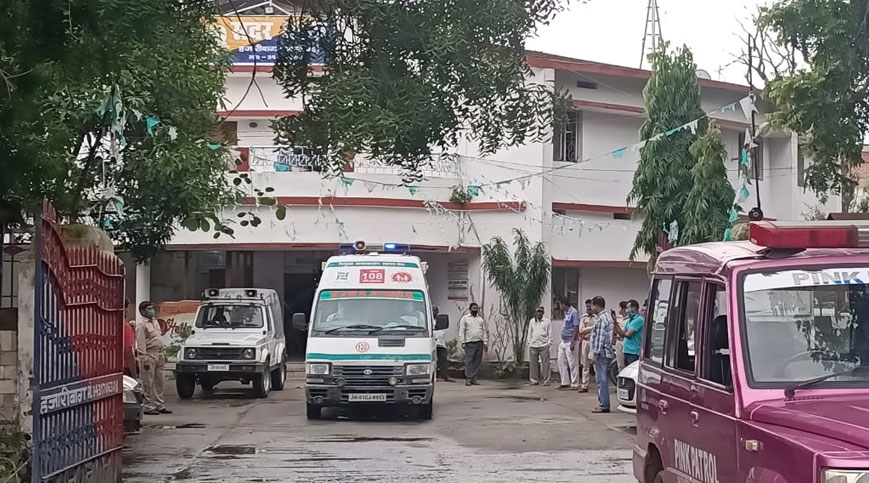 Sanitisation of sadar police station under way in Hazaribagh  on Tuesday