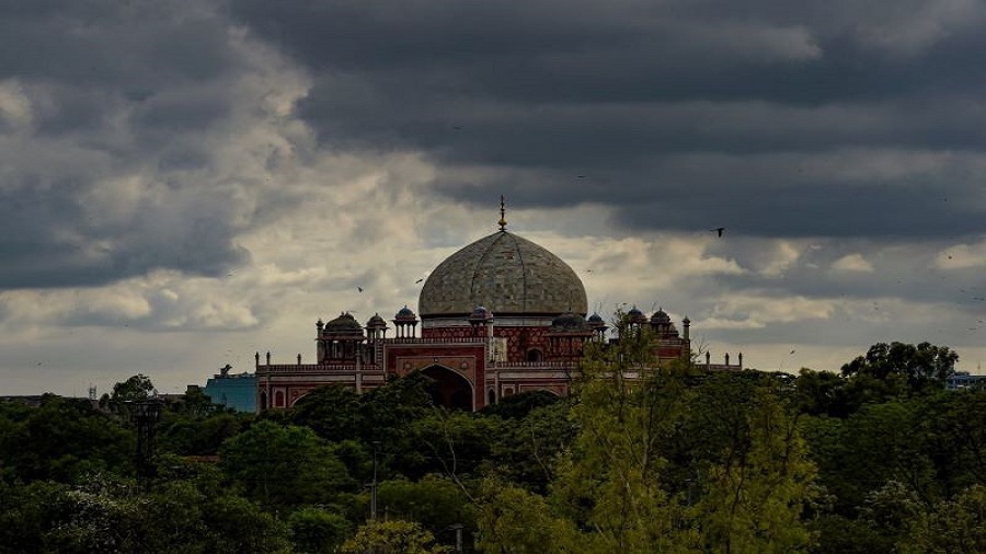 Monsoon clouds hover over Humayun’s Tomb, during Unlock 2.0, in New Delhi, Tuesday, July 7, 2020. 
