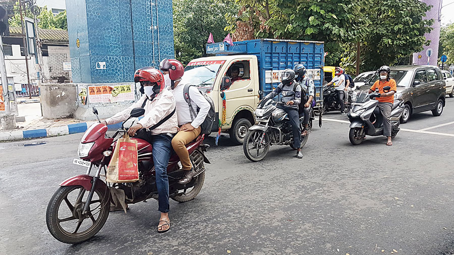 Two-wheelers, like the ones seen at Karunamoyee, have become a favoured mode of transport