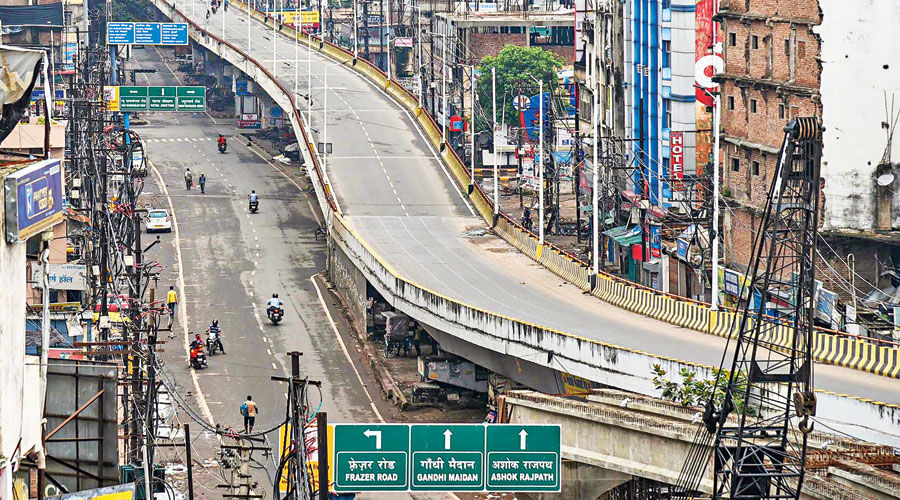 A deserted flyover in Patna on Friday during the total lockdown imposed by the Bihar government to contain the spread of the coronavirus.