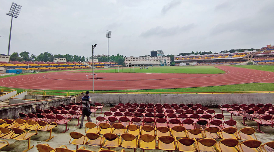 A view of the Birsa Munda Football Stadium at Morabadi in Ranchi