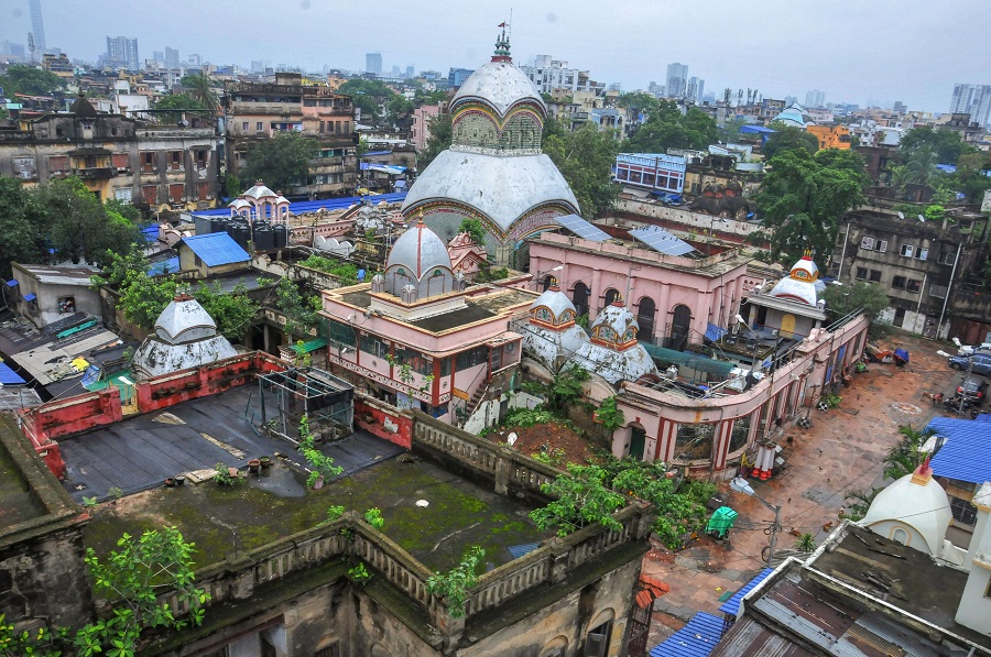 Kalighat Kali temple wears a deserted look after the West Bengal government announced complete lockdown across the state for two days every week, to curb the spread of coronavirus disease, in Calcutta, Thursday, July 23, 2020