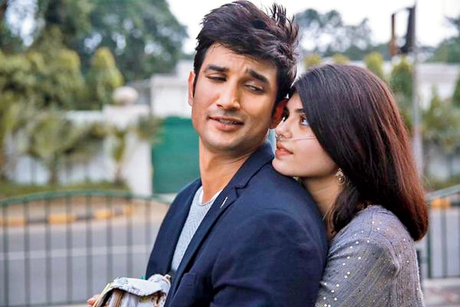 Sanjana Sanghi with Sushant Singh Rajput in Dil Bechara, streaming on Disney+Hotstar from 7.30pm today