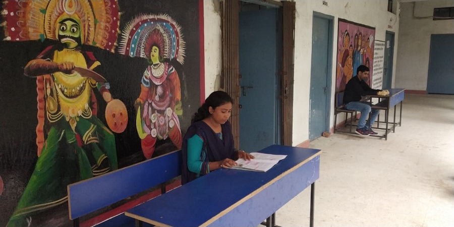 Students at the Panchayat Pustakalay reading corner, Childag in Angara block, Ranchi on Friday