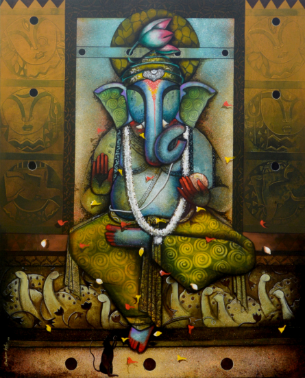 The painting of Ganesha by Anupam Pal