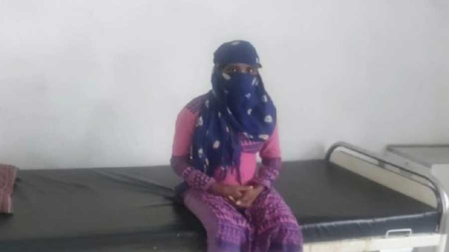 The victim at Chatra Sadar hospital on Sunday. 