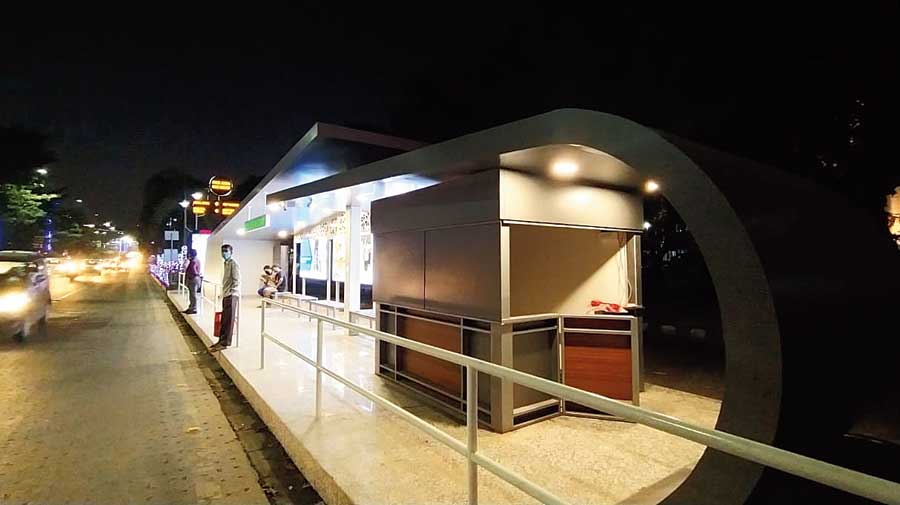 The smart bus stop at New Town.