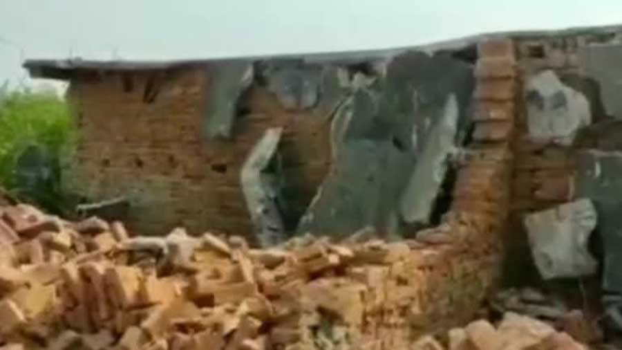 One of the demolished houses in Chatra.