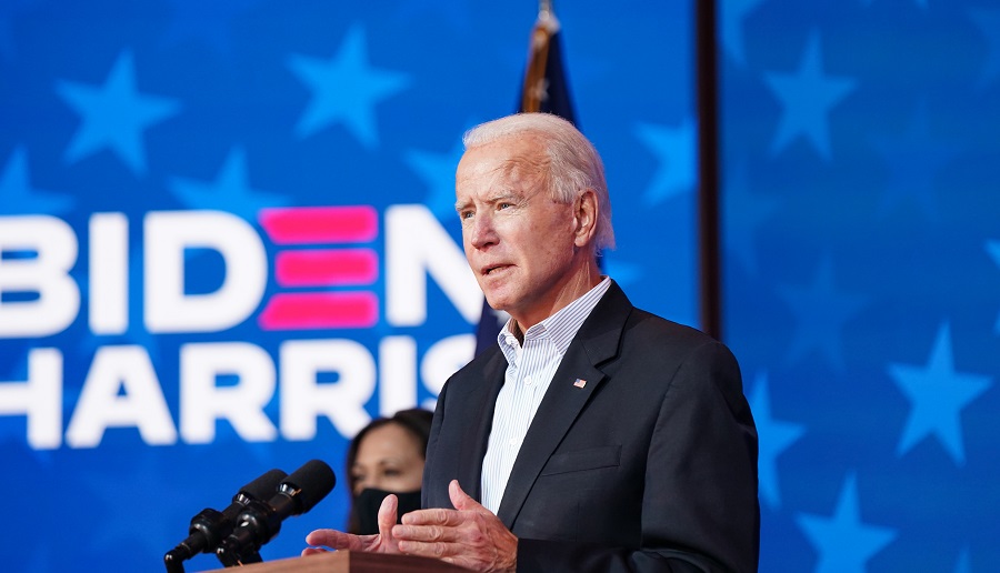 Joe Biden, the Democratic presidential nominee, speaks in Wilmington on Thursday, November 5, 2020.