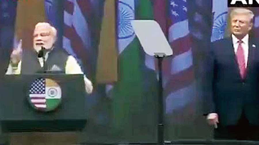 Modi and Trump at the Houston rally  in September 2019.