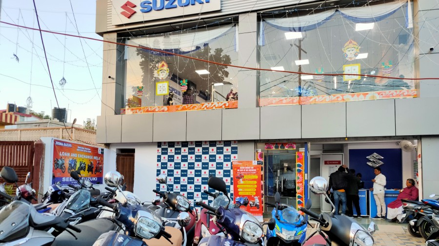 People buy two-wheelers in the run-up to Dhanteras in Ranchi on Thursday. 