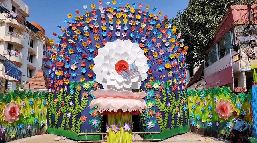 The Kali Puja pandal of Cosmos Youth Club Lalpur in Ranchi on Saturday. 