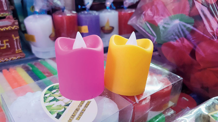 Electric candles at Indrapuri, BJ Market