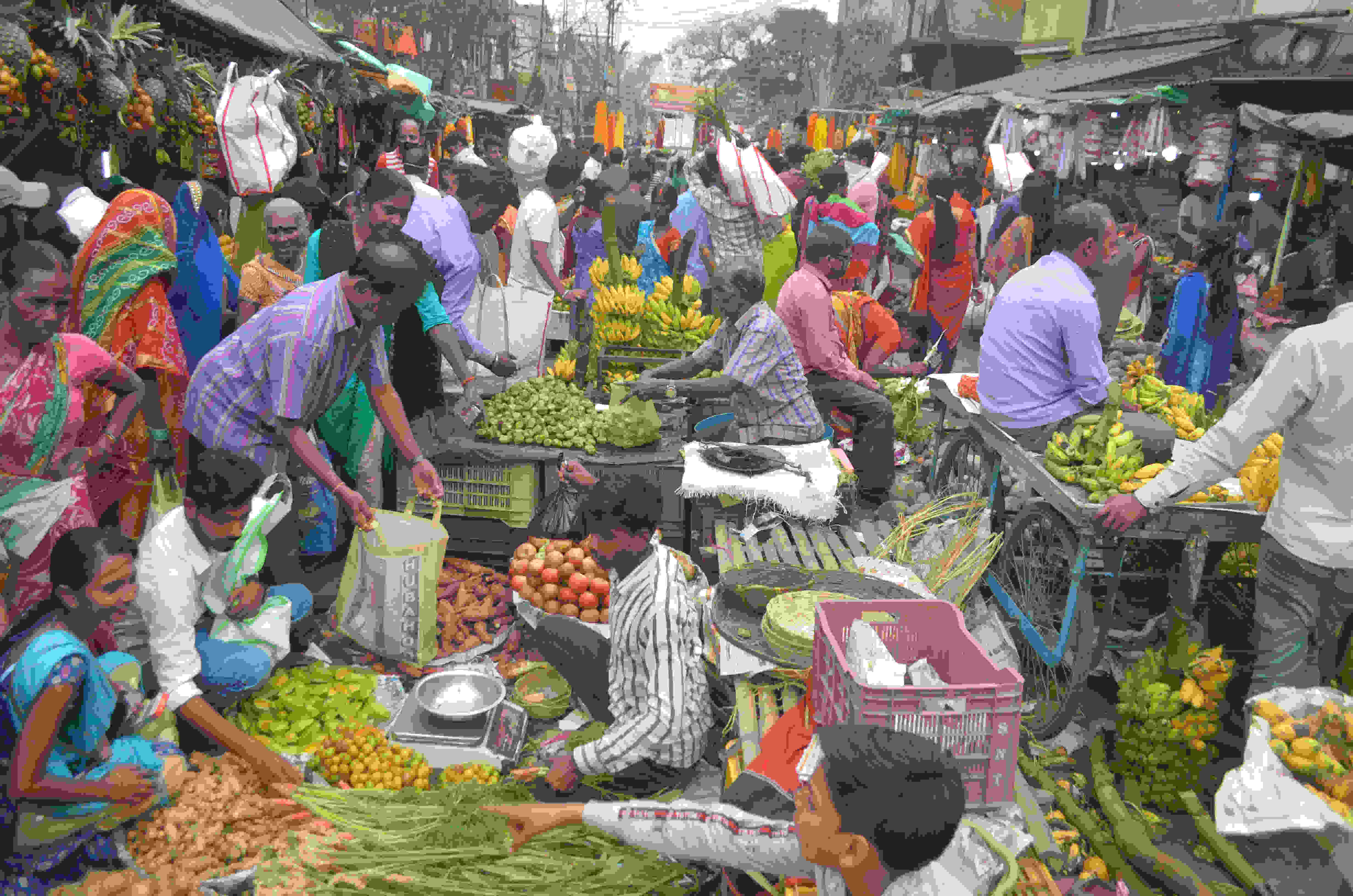 Crowd for Chhath at market in Jharia today.