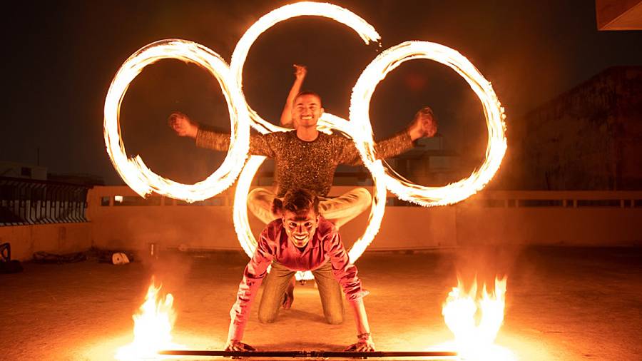 TRAILBLAZERS: Kashi Fire Warriors performing the fire Poi