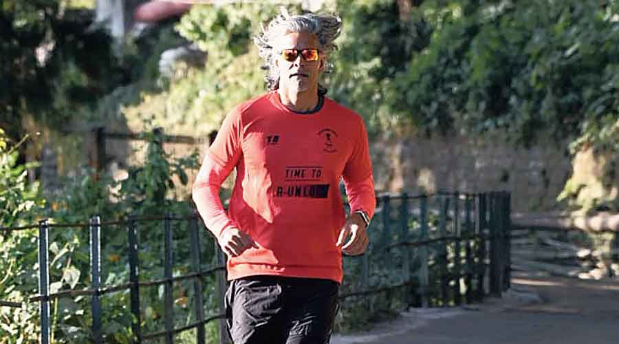 Milind Soman, the event’s brand ambassador, takes part in the 21km run