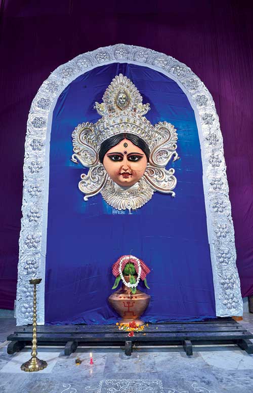Ghot puja at a pandal in Chandernagore