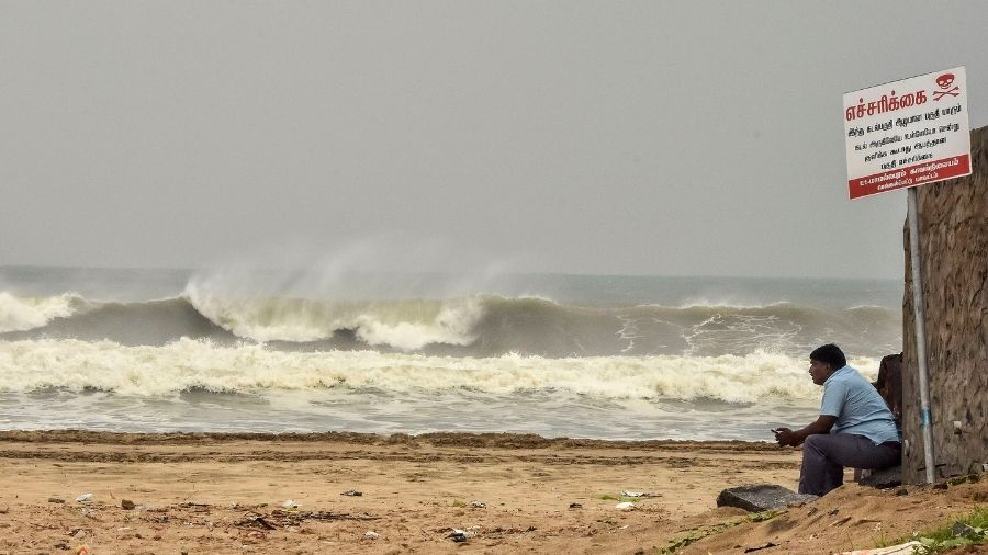 High tides witnessed at Mahabalipuram, Tamil Nadu, as cyclone Nivar threatens to make landfall.