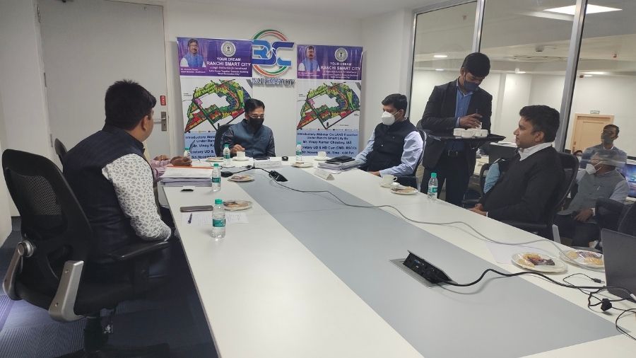 Officials at the Ranchi Smart City project webinar in the state capital on Wednesday.