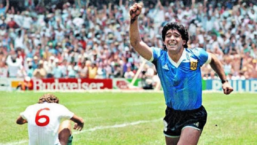 Diego Maradona's 2nd goal against England in the 1986 world cup quarter final was voted  