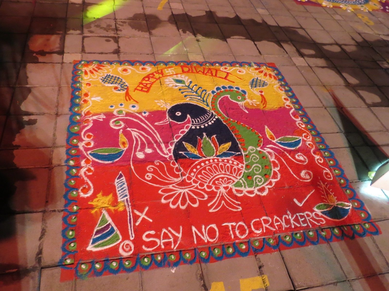 The rangoli from Sunrise Point that came second carried an anti-cracker message.