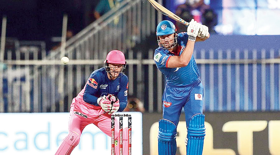 Delhi Capitals’ Marcus Stoinis during his 30-ball 39 against Rajasthan Royals in Sharjah on Friday. 